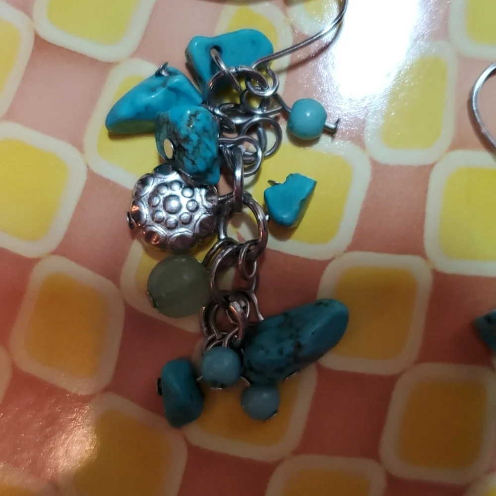 Vintage Boho Turquoise blue and silver earrings